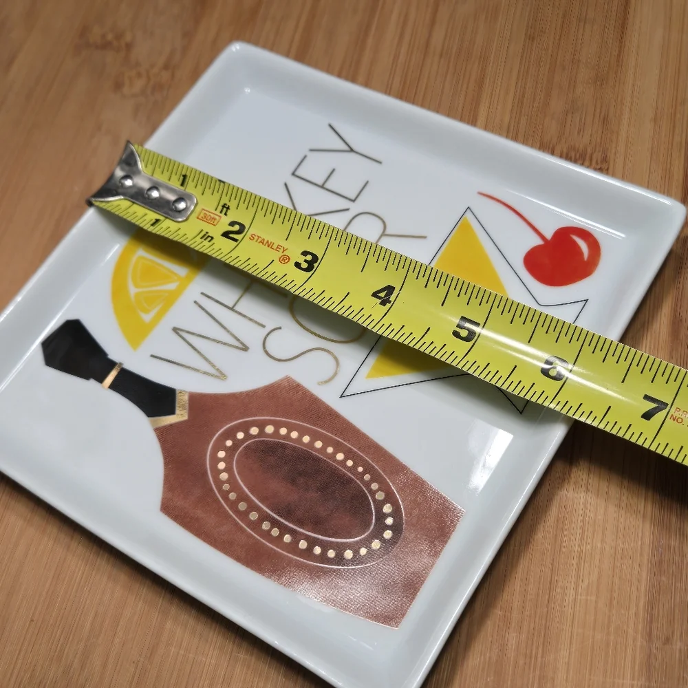 Crate & Barrel WHISKEY SOUR Appetizer Plate Trinket Dish, recipe on back